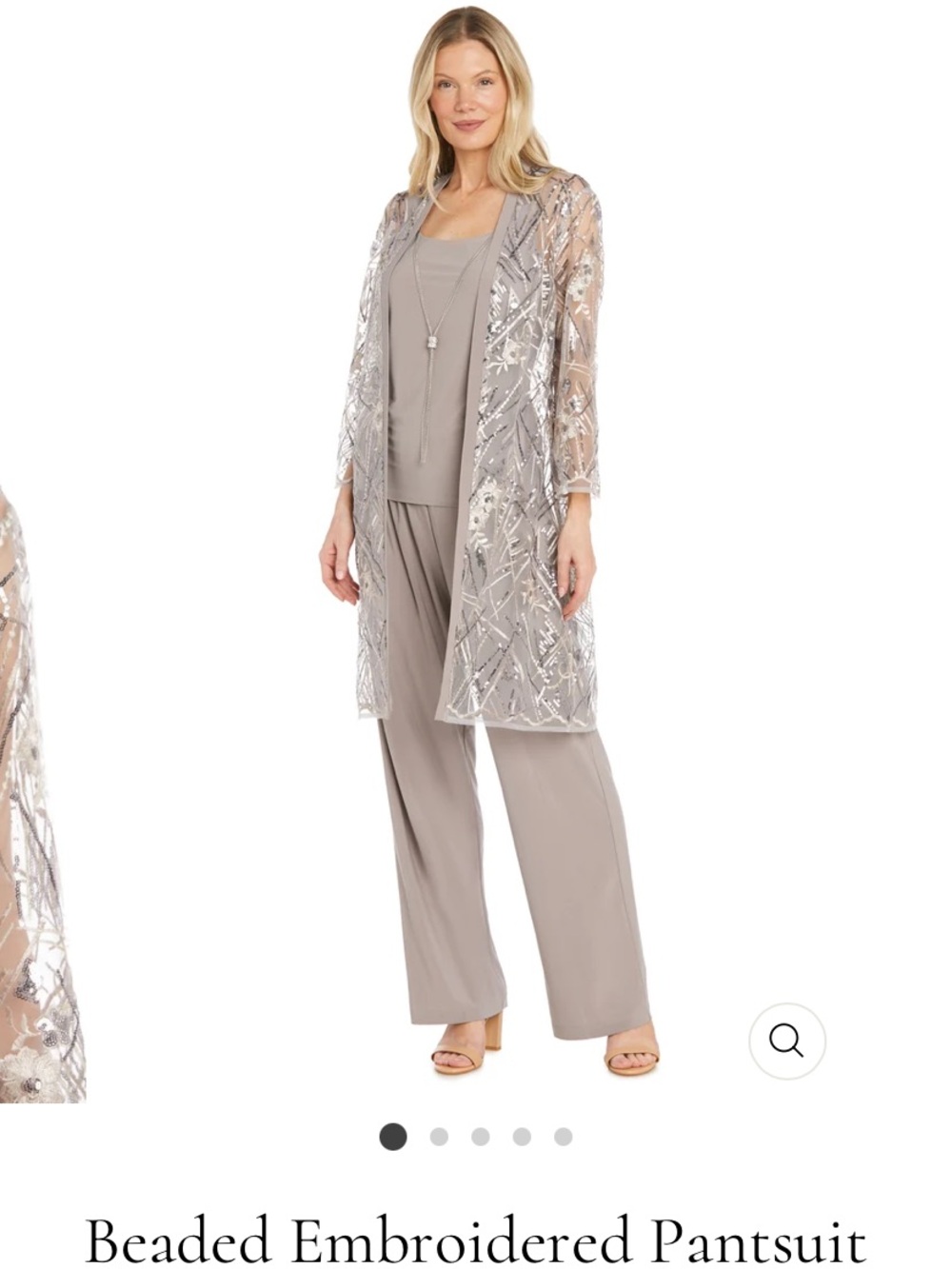 R&M Richard’s Embellished mocha Beaded Embroidered Pantsuit - Picture 6 of 8